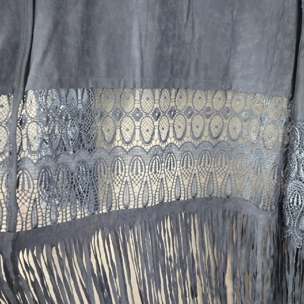 Chico's Faux Suede Jacket in Soft Blue - Picture 5 of 9